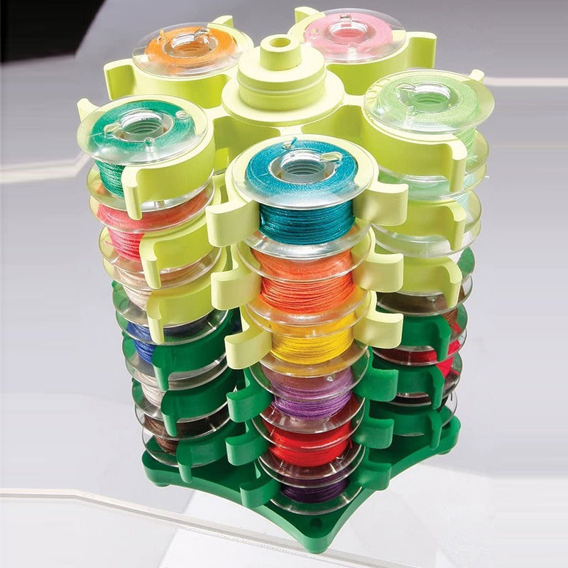 Rotating Bobbin Organizer with 6 Layers and 30 Grids for Sewing Supplies
