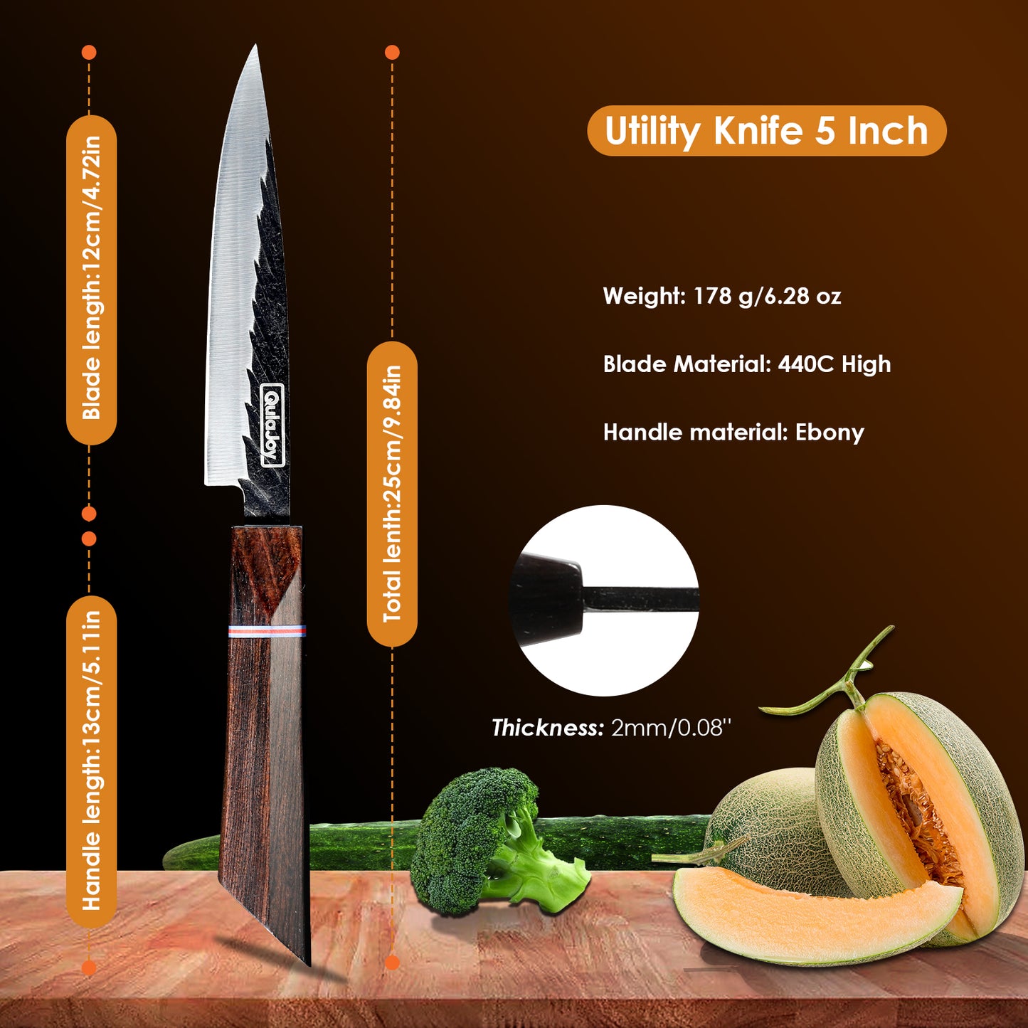 8-Inch Japanese Chef Knife - Hand Forged High Carbon Steel