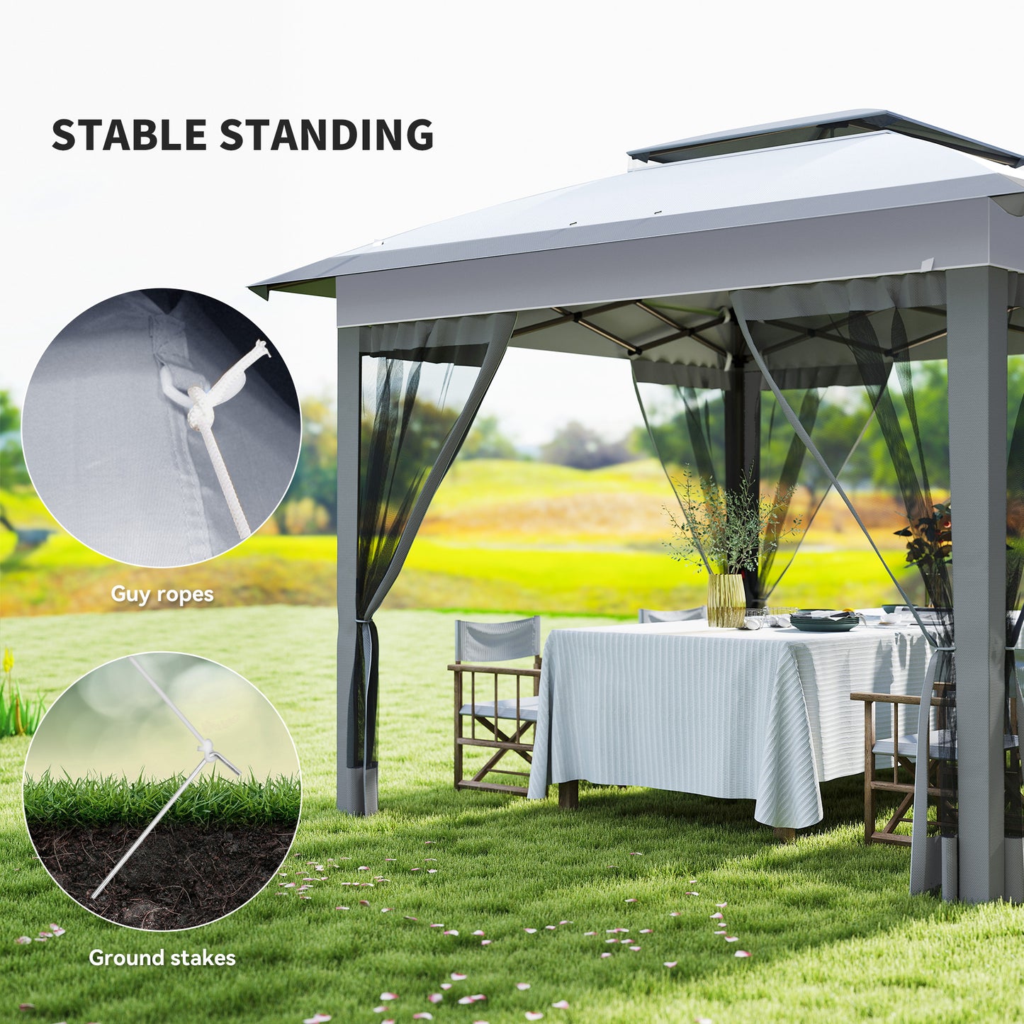 12x12 Pop Up Canopy Tent with Netting & Carry Bag - Gray