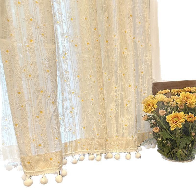 French Country Pastoral Floral No-Drill Door Curtain for Bedroom & Home