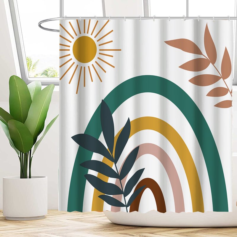 Waterproof Shower Curtain with Flower Pattern - Mildew-Resistant Bathroom Decor