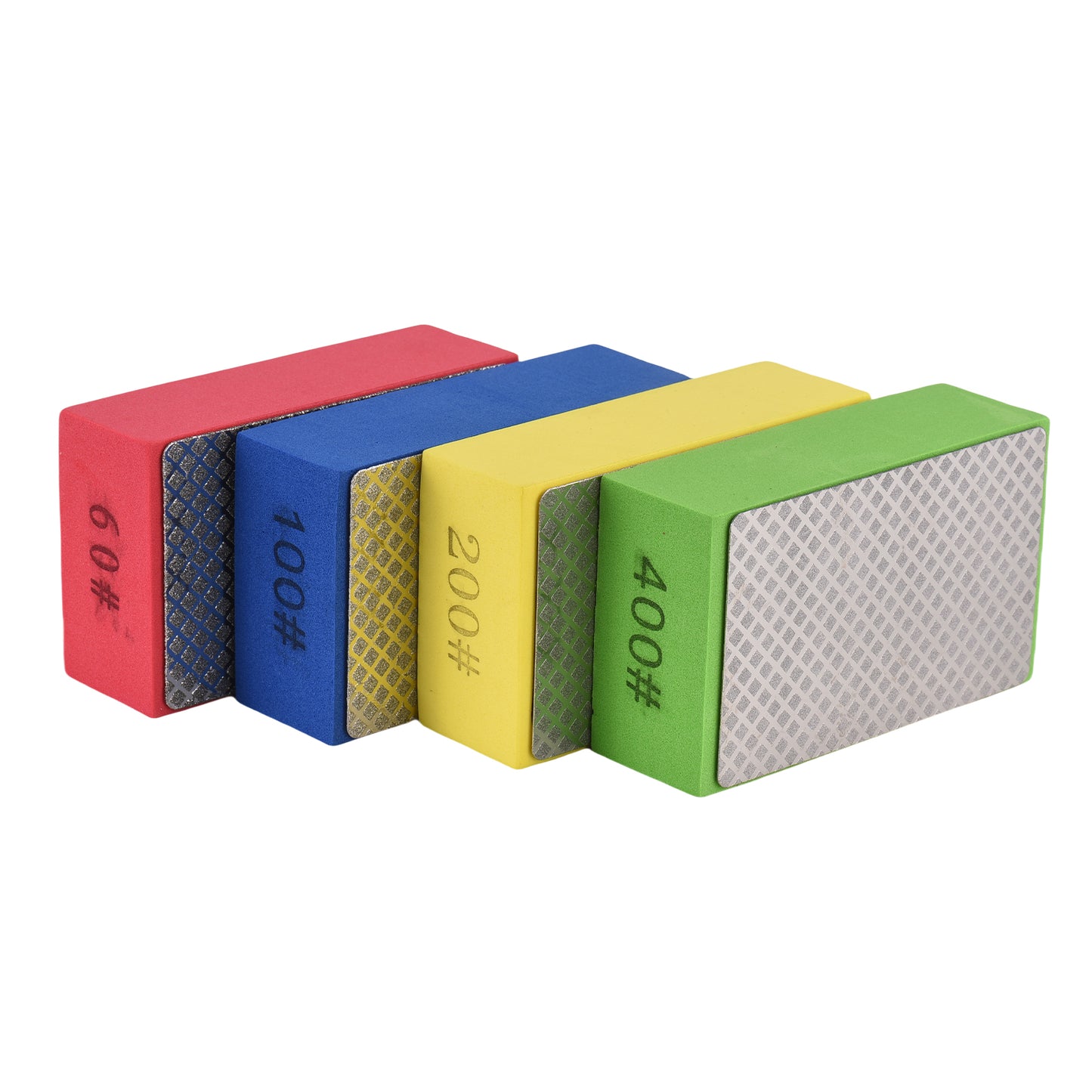 Diamond Hand Polishing Pads Set for Glass, Stone, Metal, Wood - Reusable Abrasive Sanding Blocks