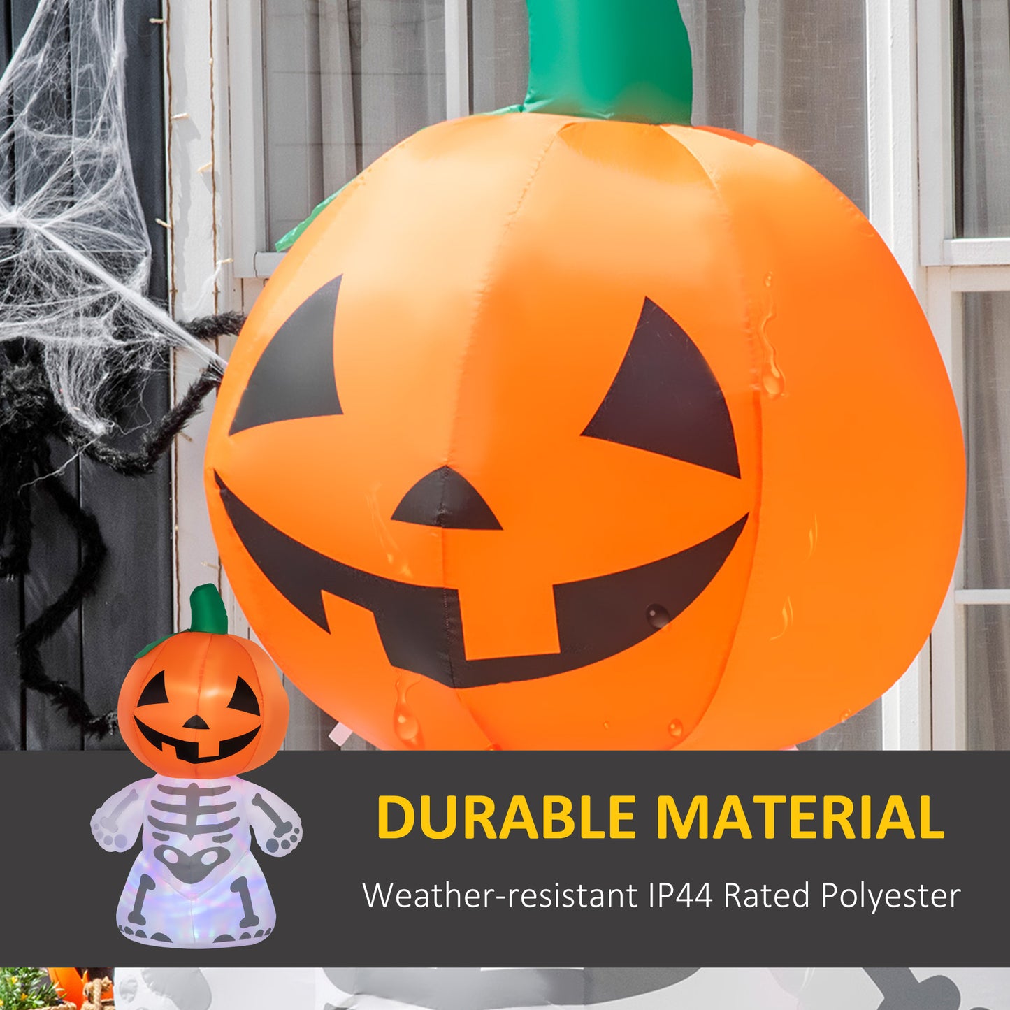 6ft Inflatable Halloween Skeleton Pumpkin Man Yard Decor