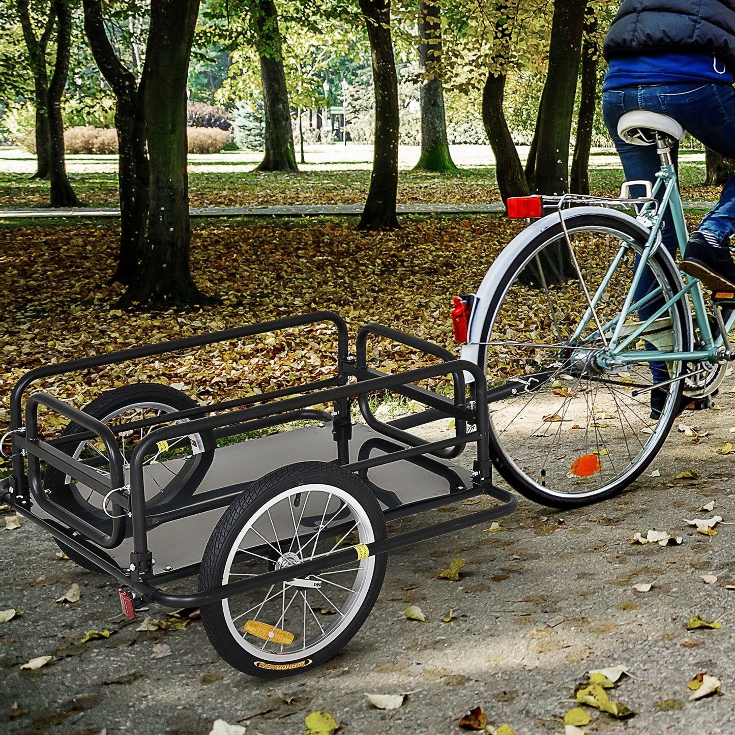Foldable Bicycle Trailer with 16-Inch Tires - Heavy-Duty Design