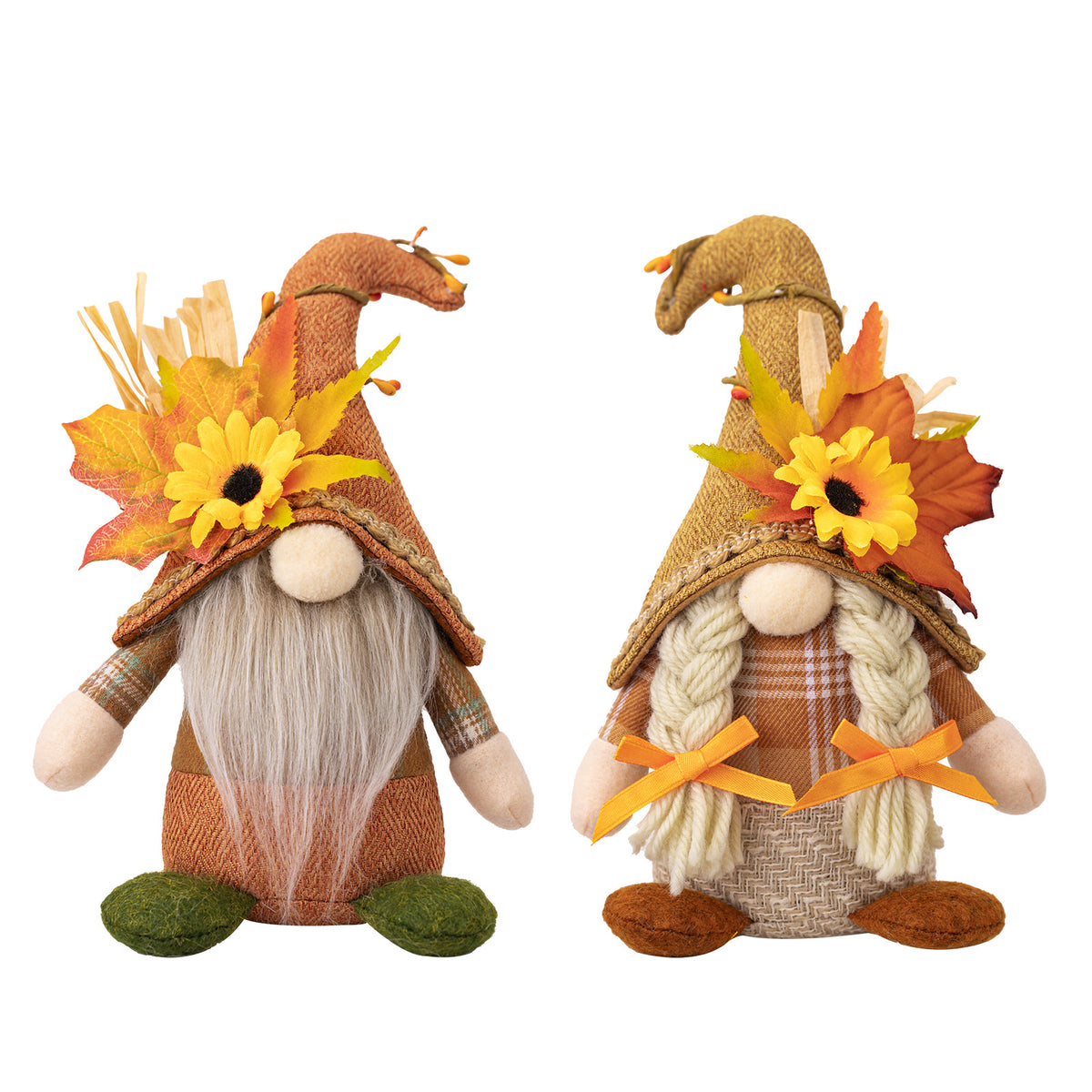 Thanksgiving Decor Standing Faceless Doll Ornaments Harvest Season Maple Leaf Sunflower
