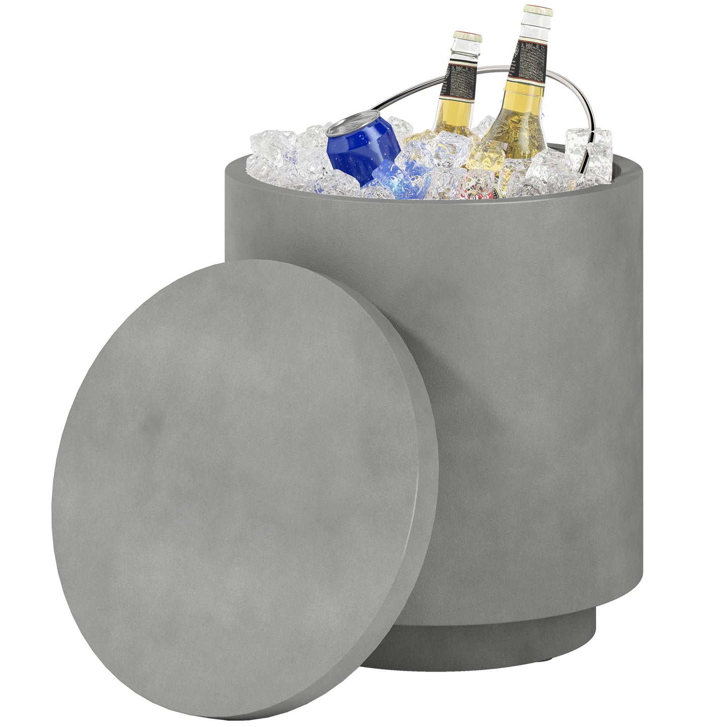 2.6 Gal Outdoor Cooler Table - 3-in-1 Storage & Ice Bucket - Gray