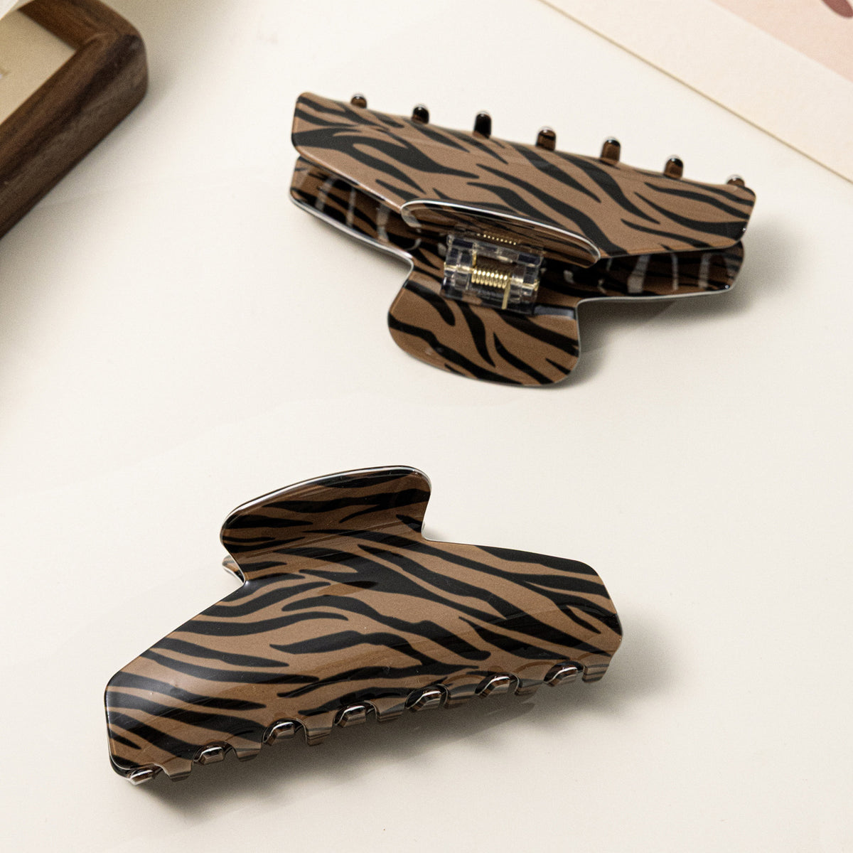 Zebra Stripe Hair Grip - Coffee