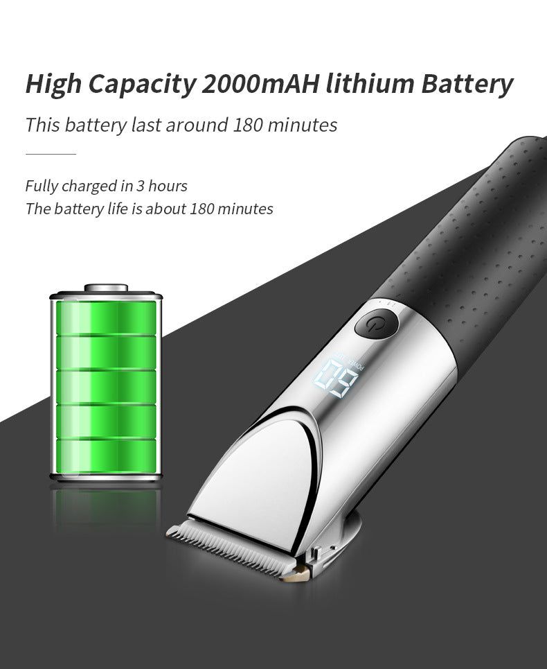 Rechargeable Electric Hair Clipper with LCD Display