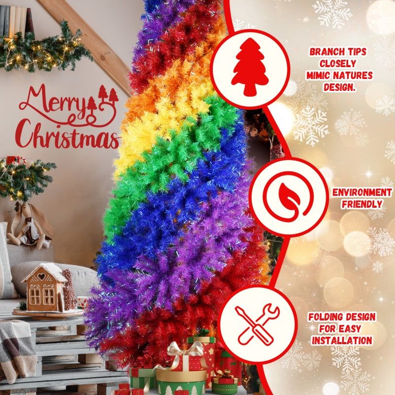 Artificial Colorful Rainbow Christmas Tree - Multiple Heights