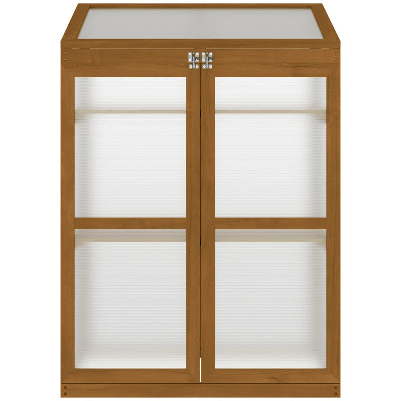 Wooden Cold Frame Greenhouse for Gardening – Small Mini Plant Protector