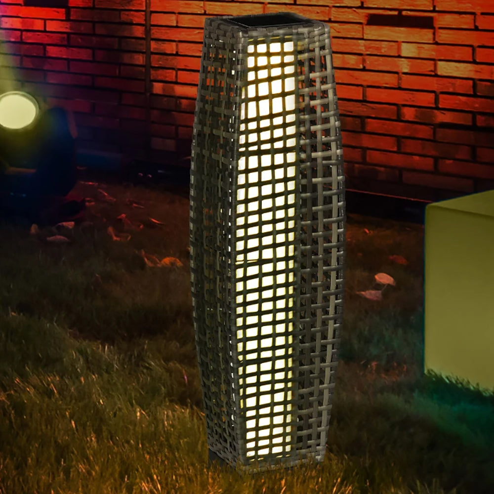 Gray Solar Floor Lamp Outdoor Waterproof Pathway Light Garden Lantern