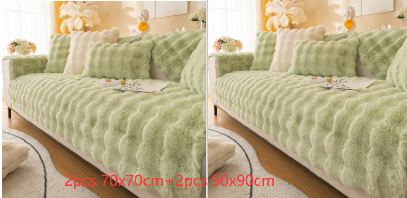 Thickened Rabbit Plush Sofa Cushion Set for Comfortable Home Decor
