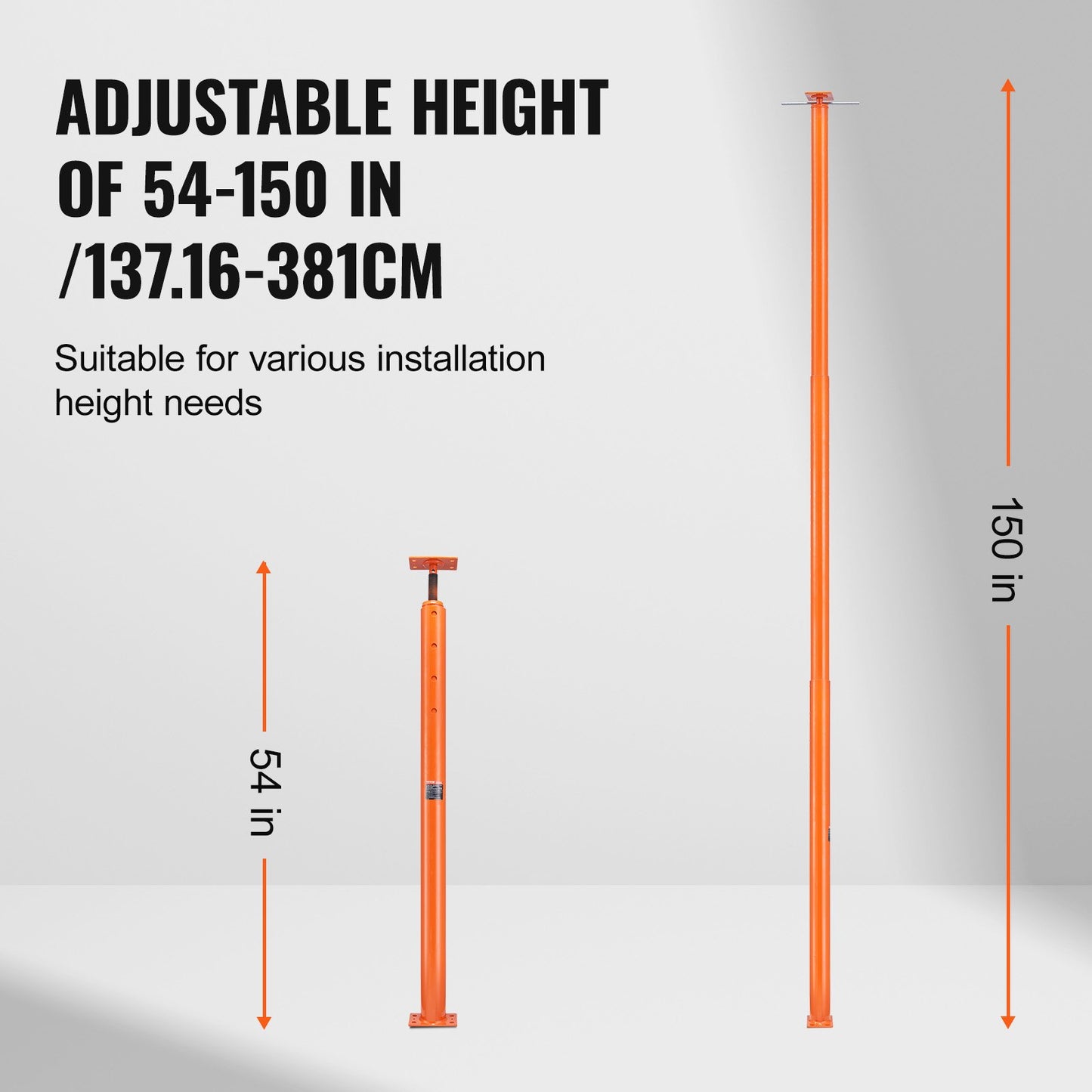 Heavy-Duty Adjustable Floor Jack Post for House Leveling 54-150 Inch Height