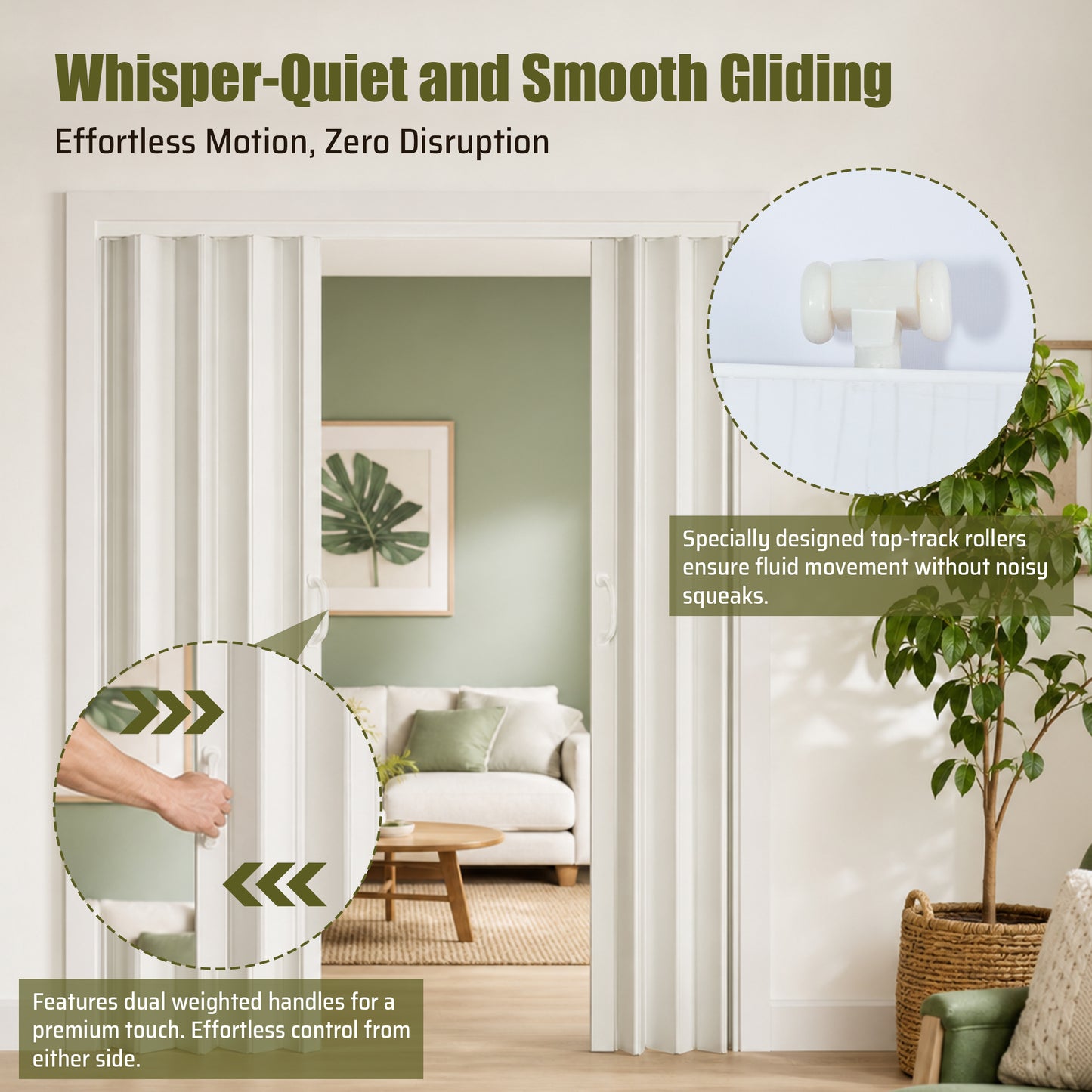 PVC Accordion Folding Door - Heavy Duty Room Divider, White