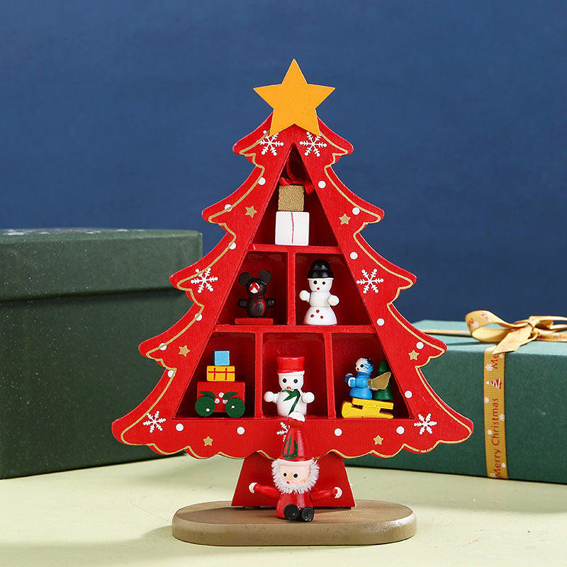 Mini Wooden Christmas Tree Decor - Festive Table Ornament Supplies