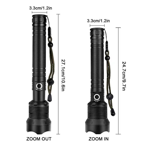 Rechargeable 9500000 Lumen Tactical LED Flashlight - Black