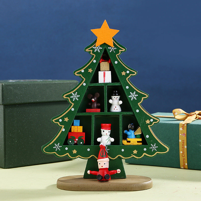 Mini Wooden Christmas Tree Decor - Festive Table Ornament Supplies