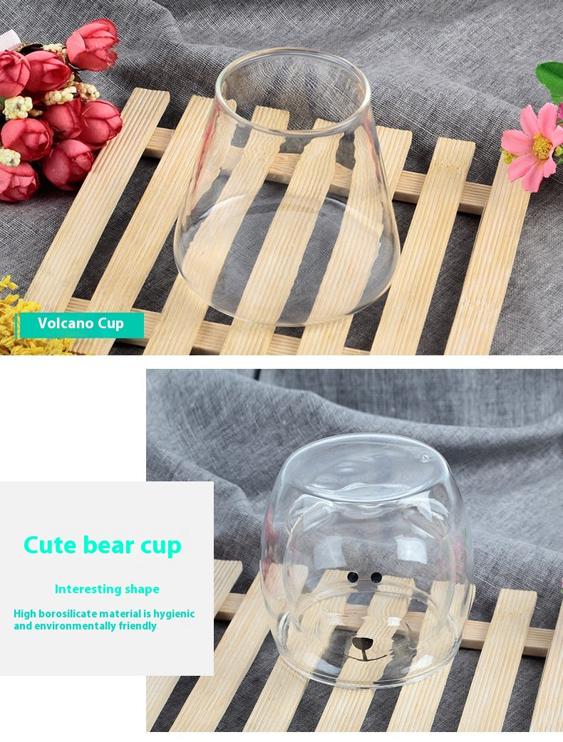 350ml Double Layer Heat-Resistant Borosilicate Glass Cup - Cartoon Style