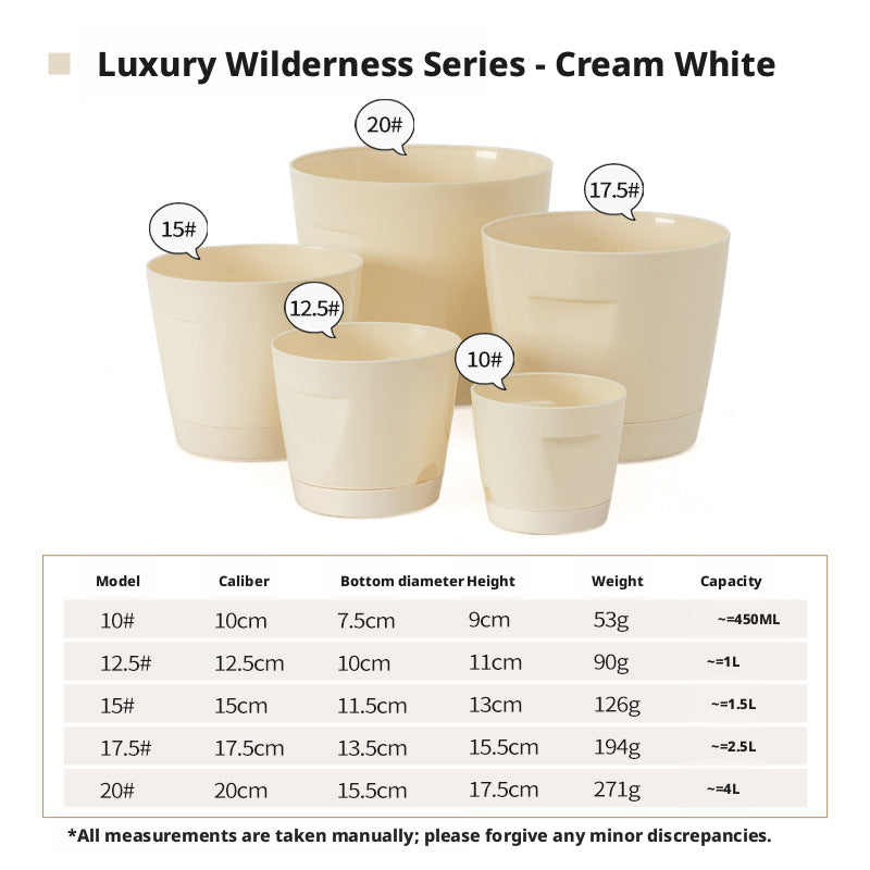 Round Flowerpot with Wide Mouth Cream White 15×11.5×13cm - Home Garden Decor