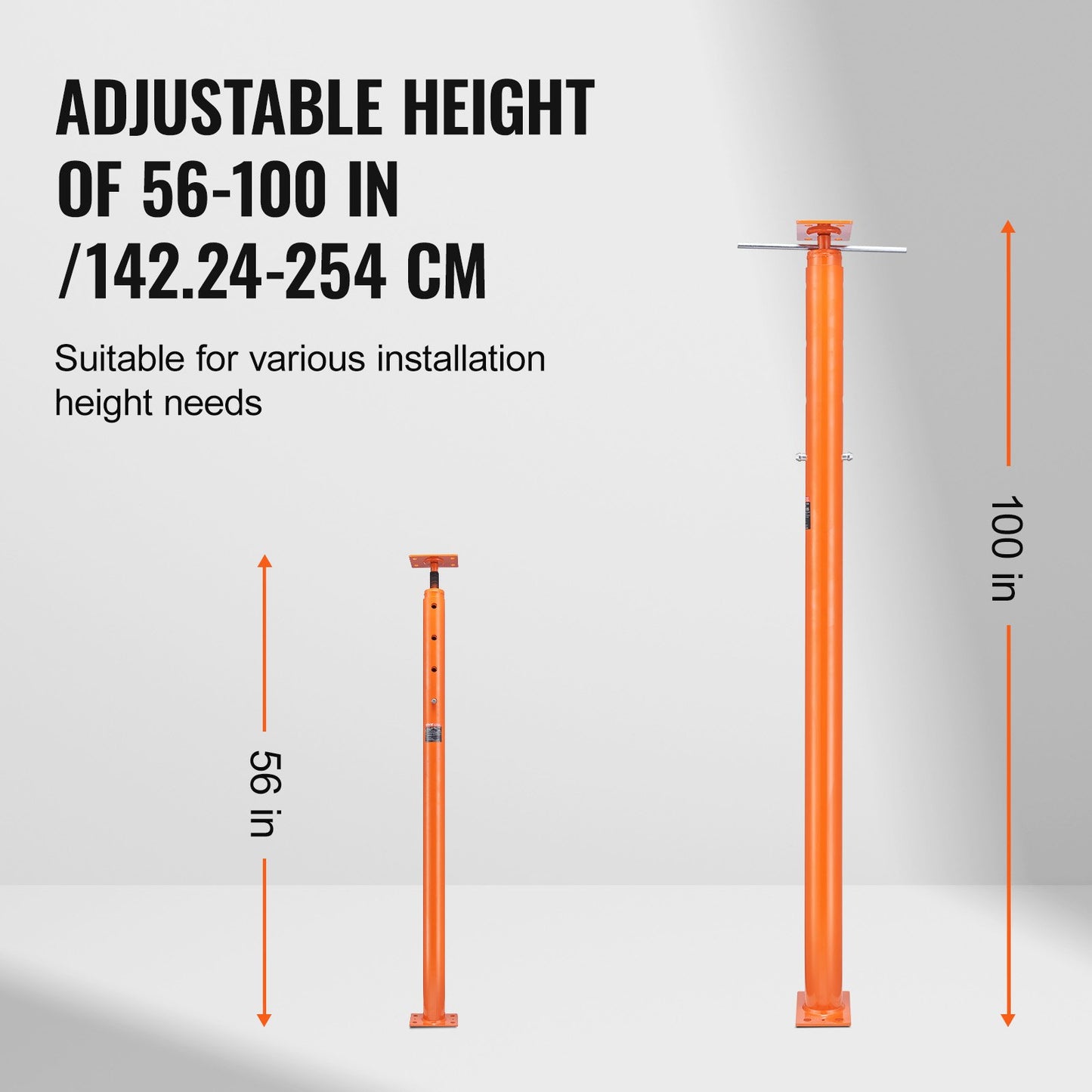 Heavy-Duty Adjustable Floor Jack Post for House Leveling 56-100 Inches - Red