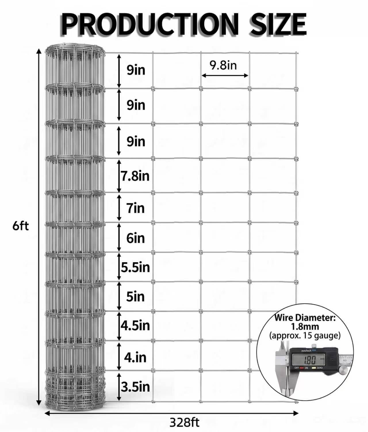 Galvanized Iron Farm Fence - 6FT x 328FT Livestock Enclosure