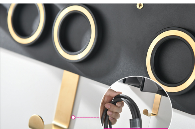 Punch-Free Wall Hair Dryer Rack - Double Wall Storage Shelf for Bathroom