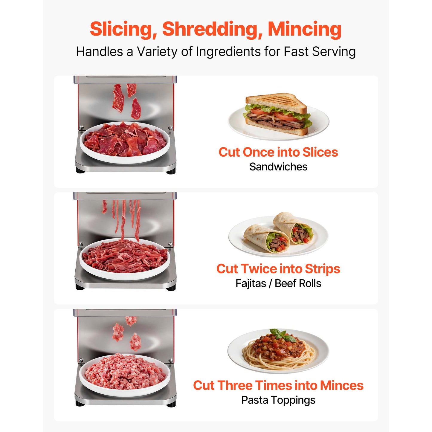 Electric Meat Slicer 850W Commercial Food Cutter with Stainless Steel Blade