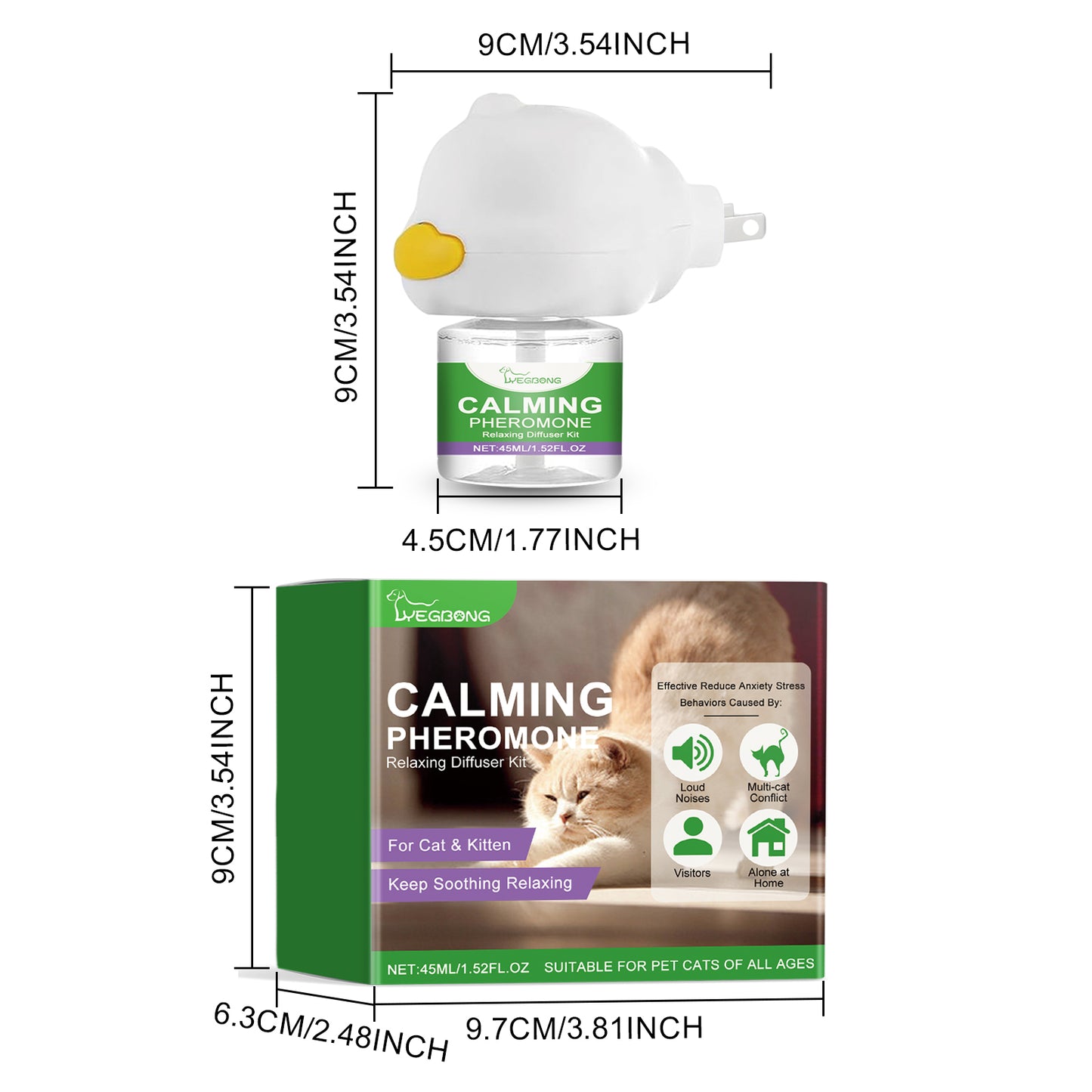 Cat Calming Pheromone Diffuser Kit 45ml Stress Relief for Anxious Cats