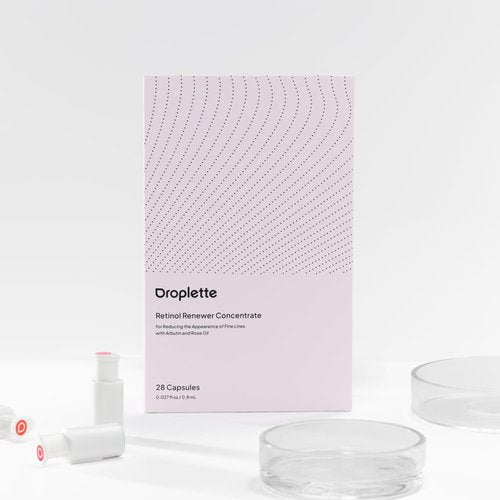 Droplette Patented Retinol Renewer Refill Serum Capsules –Targets Fine Lines & Wrinkles, Firms & Revitalizes Skin with Arbutin, Rose Oil & Collagen – For Sensitive Skin (30 Count)