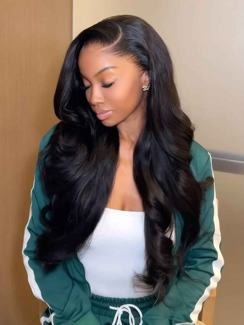 Ashart 18 Inch Side Part Body Wave 7X5 Wear and Go Glueless Wigs Human Hair Pre Plucked Pre Cut Pre Bleached Knots HD Lace Front Wigs for Black Women Glueless Wig 180% Density