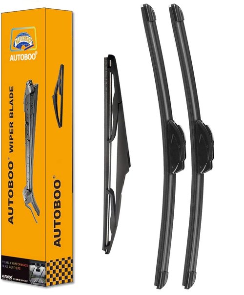 AUTOBOO 15"+15" Windshield Wipers with 13 Inch Rear Wiper Blade Replacement for Jeep wrangler JK 2008-2018,Jeep wrangler 2007-2017-Original Factory Quality (Pack of 3)