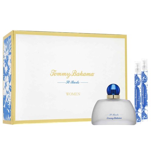 Tommy Bahama St. Barts 3 PC Perfume Gift Set for Women, Set Includes 3.4 Fl Oz Eau de Parfum + Two 0.34 Fl Oz Mini Travel Sprays, Christmas Gift, Stocking Stuffer for Her