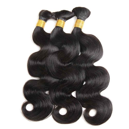 YAOJISUDAJI Bulk Human Hair Body Wave - 3 Bundles (150g) Natural Black 18"20"22" Weft-Free for Seamless Box & Boho Knotless Braids