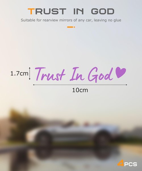SCUARI 4PCS Car Stickers,Cars Decals,Car Accessories Trust in God Rearview Mirror Sticker,Auto Stickers and Decals,Auto Decals for Women,Trust in God Mirror Decoration,Fits Most Vehicles (Purple)