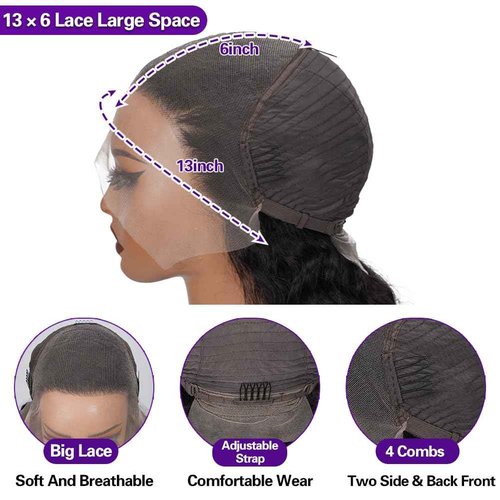 Misscity 13x6 Deep Wave Lace Front Wigs Human Hair 250 Density 18 Inch, Tangle Free, Shedding Free, Pre Plucked With Invisible Hairline, Full Volume Suitable For Daily Wear