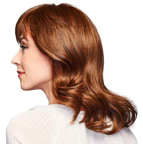GABOR Ambitious Essential Collection Wig Cap, Mid-Length With Soft Bangs and Beachy Wave by Hairuwear, Medium Red