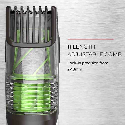 Remington Vacuum Beard Trimmer,13 Length and Style Settings with Adjustable Length Comb (2-18mm),Vacuum Trimmer for Beard, Mustache, and Stubble, Rechargeable Lithium Power, Washable, Removable Blades