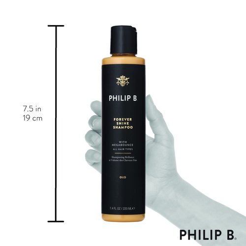 PHILIP B Forever Shine Shampoo, 7.4 fl. oz. (220 ml) - Volumizing Cleanser With Notes of Pure Oud Leaves Hair Smooth & Glossy, Reduces Frizz, For All Hair Types
