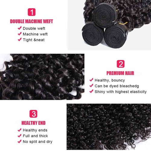 Kinky Curly Bundles 12A Virgin Brazilian Human Hair Bundles 18 20 22 Inch Natural Black Curly Weave Hair for Women