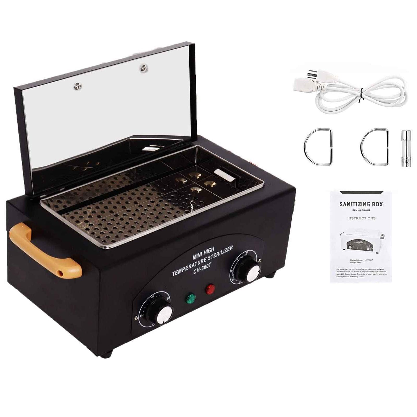 GGAIFbp Sterilizer for Nail Tools 1.5L 110V 300W High Temperature Metal Clean Box with Adjustable Timer Temperature Sterilizer Cabinet for Manicure SPA Salon Metal Hairdressing Tool Equipment(black)