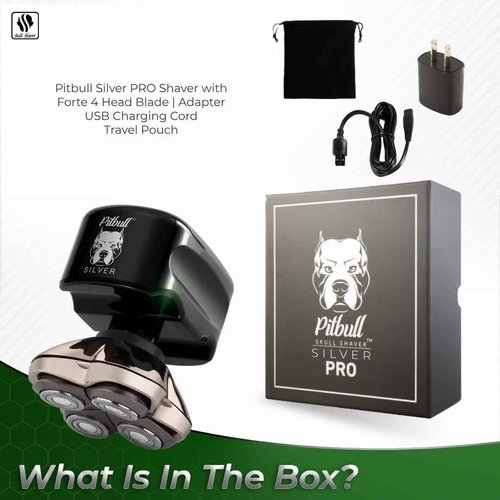Skull Shaver Pitbull Silver Pro and Pitbull Travel Case Bundle, Male Grooming Kit