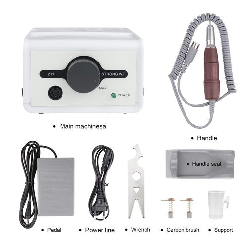 65W Strong Max 211 Electric Nail File Drills for Acrylic Nails 35000RPM 120 Red Manicure Tools Lab Jewelry Jade Wood Carving Tool Grinder