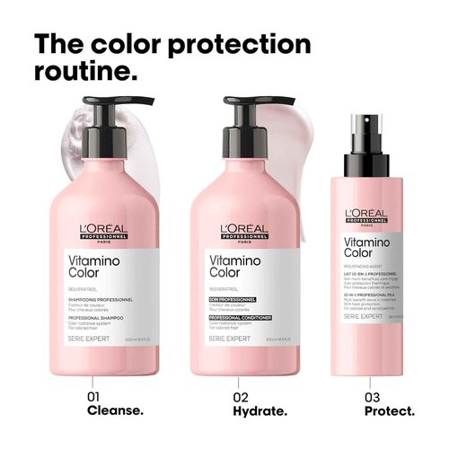 L'Oréal Professionnel Paris Vitamino Color Shampoo & Conditioner Set - Protects & Preserves Hair Color, Prevents Damage, Adds Vibrancy & Enhances Shine