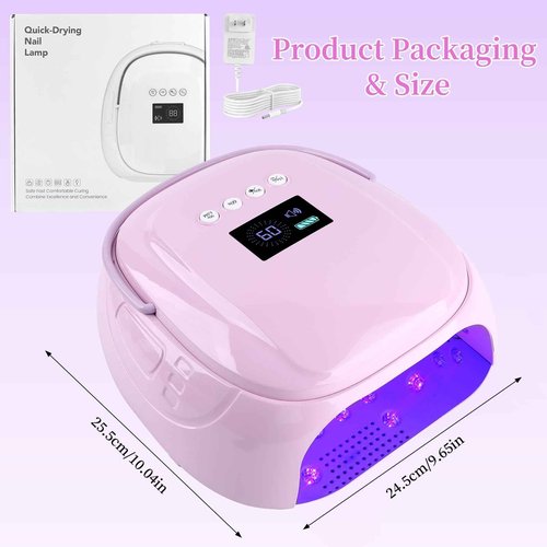 BOMOQING 126W Rechargeable UV LED Nail Lamp, Portable Cordless Nail Dryer with Auto Sensor and 4 Timer Settings, Professional Curing Lamp for Gel Polish and Salon (Purple)