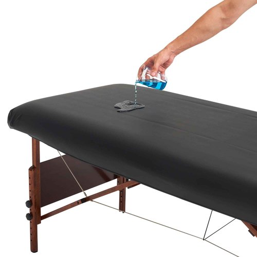 Master Massage Rectangular Universal Fabric Fitted PU Vinyl Leather Ultra-Durable Massage Table Protection Cover-Replacement Cover Protector Black