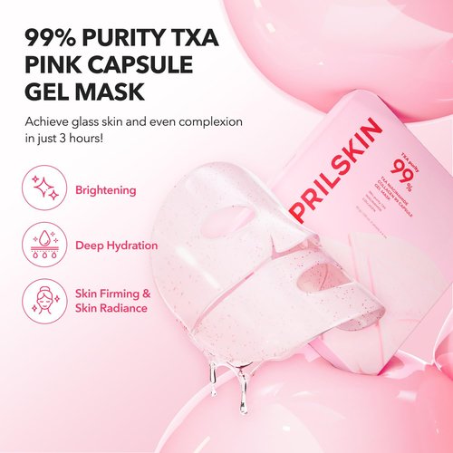 APRILSKIN TXA Pink Skincare Full Set: Bubble Gum Deep Cleanser, Toning Shot Spicule Facial Serum, Pink Milky Toner, Overnight Wrapping Mask and Capsule Gel Mask | Stocking Stuffers for Teen Girls