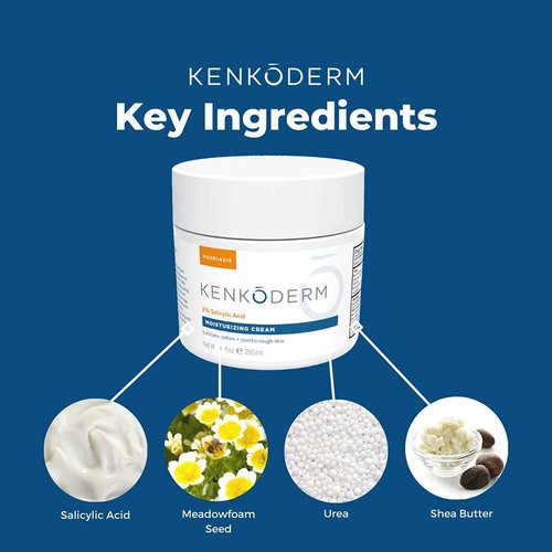 Kenkoderm Psoriasis Total Body & Scalp Bundle for Hair & Skin Care, Moisturizing Cream, 10 oz, Dead Sea Mud Soap & Mineral Salt Soap, 4.25 oz, Salicylic Acid Shampoo, 4 oz & Conditioner 8 oz