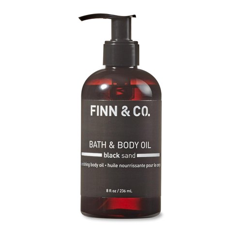 FINN & CO. Black Sand Bath & Body Oil - Lightweight & Moisturizing Formula with Jojoba & Apricot Oils - Fast Absorbing, Paraben Free, Cruelty Free - Beach Inspired Fragrance | 8 oz