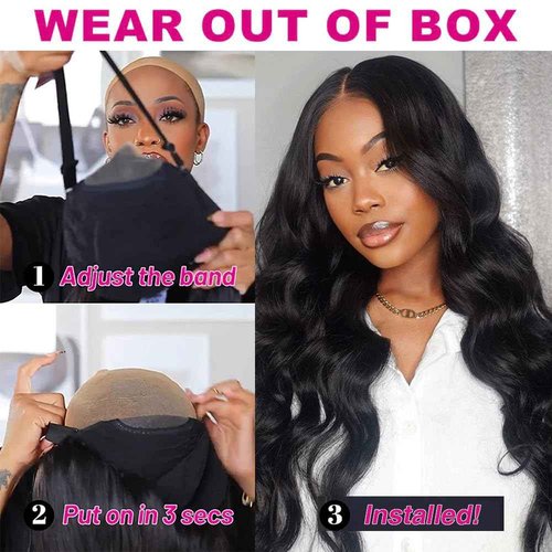 denacfi Glueless Wigs Human Hair Pre Plucked Pre Cut 5x5 Body Wave Lace Closure Wigs Human hair 250 Density Colsure Wigs for Women Ready to Wear Wig 18 Inch