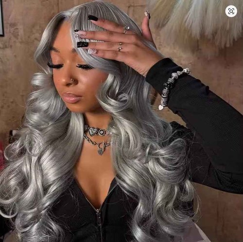 Mscathy Halloween Wigs 200% Grey Human Hair Wigs Body Wave 13×4 UHD Transparent Pre Plucked Pre Cut Gray Lace Front Wig Virgin Human Hair Glueless Lace Front Wigs for Women (18 Inch, Grey body wave)